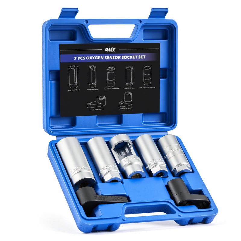 Orion Motor Tech 7pc Oxygen Sensor Socket Set 12  38 in Drive O2 Sensor Removal Set with 22 mm 27 mm 29 mm Sockets Oxygen Thermal Oil Pressure Sensor Removers for Oil Vacuum Fuel Injector Switch